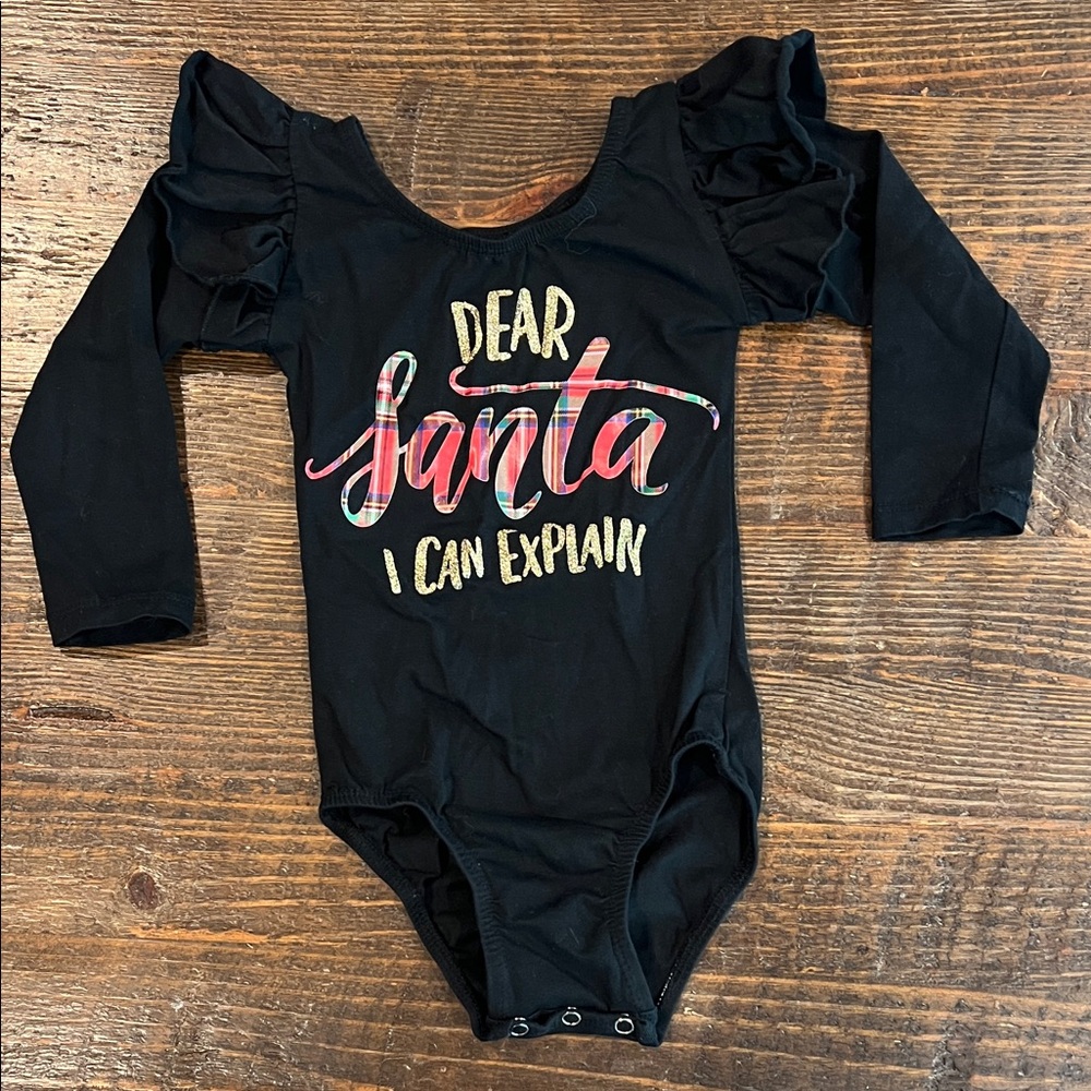 Festive Black Kids Bodysuit - Dear Santa I Can Explain